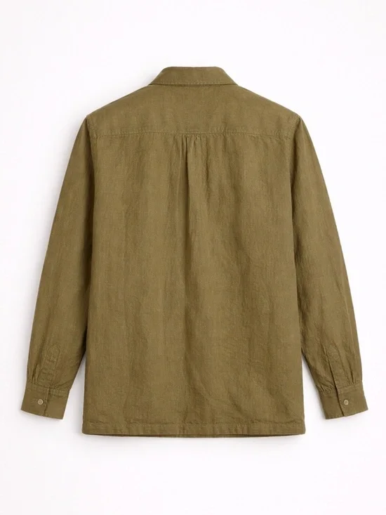 ASOS Men’s Linen Shirt Jacket 2XL Olive Lightweight Summer Overshirt - Picture 8 of 9